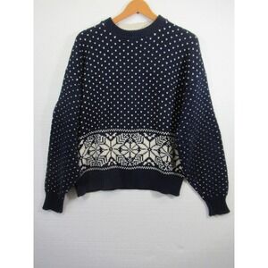 Vintage Environmental Clothing Fair Isle Crewneck Sweater Men XL Blue Cotton